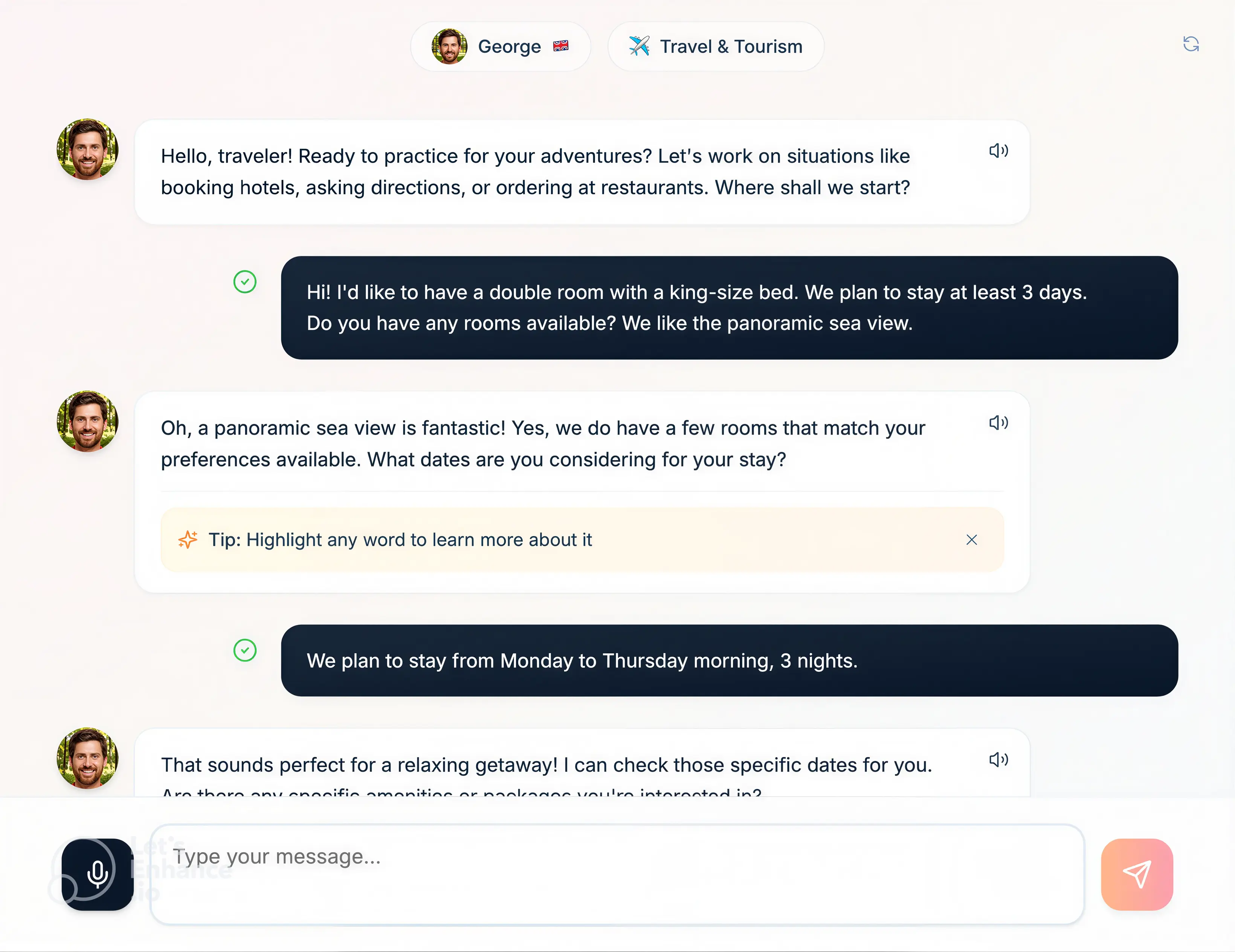 AI English tutor speaking practice on WeSpeak